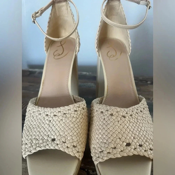 Sam Edelman Nattie Summer Sand Block Platform Heel Peep Toe Woman Size 9.5 - Picture 4 of 5